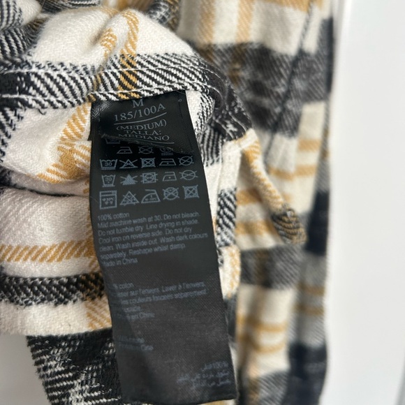 Allsaints Mens Lenado Fleece Plaid Button Down Shirt Yellow Black size medium - Picture 9 of 10